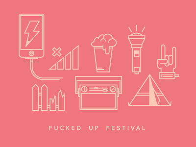 FUCKED UP FESTIVAL beer festival fun icon illustration music party phone red rock summer