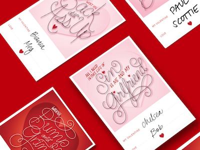 Valentine Cards color handdrawn lettering typography valentines