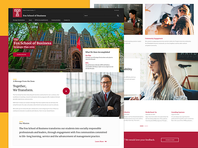 Fox School of Business Strategic Plan Website college design homepage internet landing landingpage layout minmal page sketch ui uiux university user interface ux web webpage