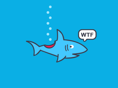 WTF 2 bite bubbles fish illustration ocean question shark water wtf