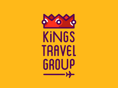 Kings travel group crown gold group journey king logo plane tour tourism tourist travel trip