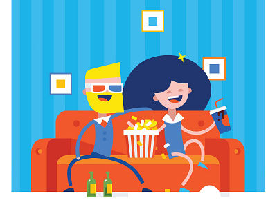 It's time to watch your favorite movie 3d buy cinema design flat fun illustration internet online shop shutterstock vector
