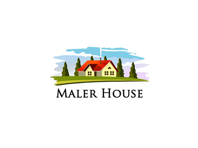 Maler House clouds forest grass house logo roof smoke tree wood