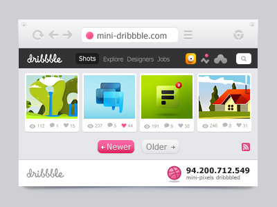 mini-dribbble ball chrome copy design dribbble internet mini portfolio site work