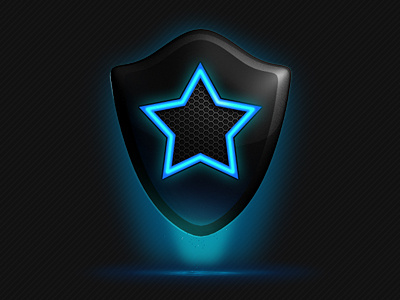 Blue star backlight black blue digital glow grill icon iji shield star