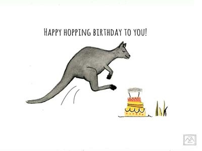 Happy Tassie cards - Wallaby australia collage drawing happy birthday ink mixed media tasmania wildlife