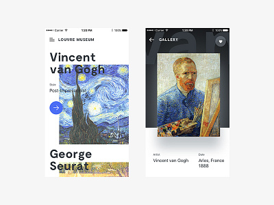 Museum App app art clean gallery ios museum simple ui kit