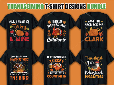 Thanksgiving T Shirt Design Bundle merchbyamazon