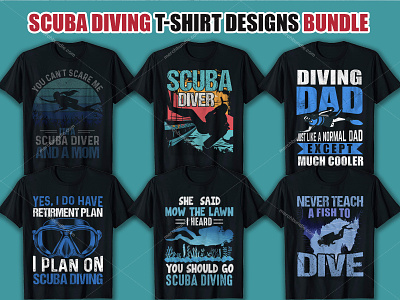 Scuba Diving T- Shirt Designs Bundle americantshirt clothing design esty fashion graphicdesign illustration merchbyamazon scuba diving t shirt design free