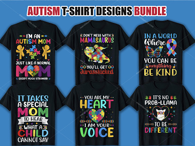 Autism T-Shirt Design Bundle americantshirt clothing design esty fashion graphicdesign illustration logo merchbyamazon t shirt maker