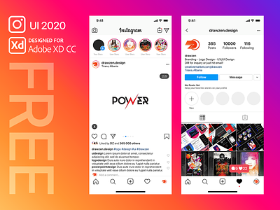Instagram Feed and Profile XD 2020 adobexd freebie ui xd design