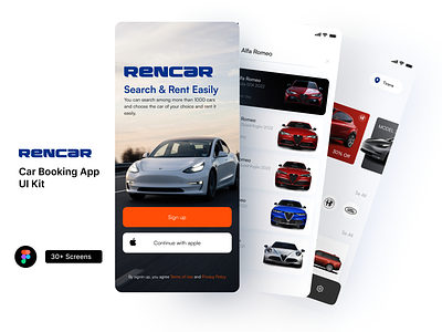 Rencar - Car Booking App UI Kit achievements app design figma trend ui uidesign uiux