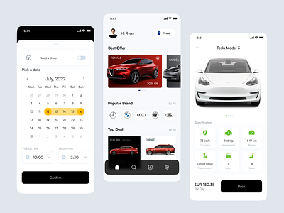 Car Booking App UI Kit app clean design interface mobile mobile app ui ux