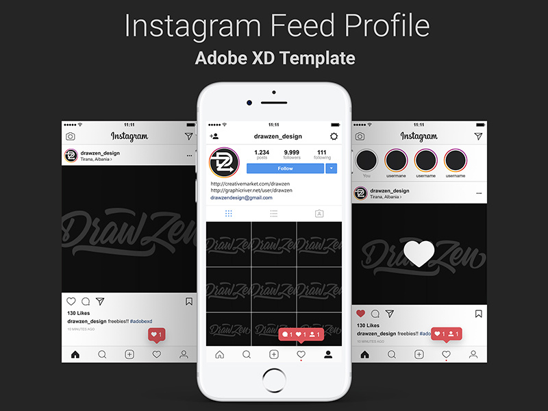 Instagram Feed Profile XD by DrawZen on Dribbble