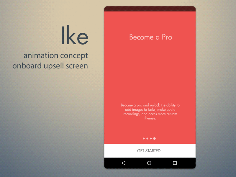 Onboarding Concept: Upsell screen after effects android animation ike material onboarding prototype