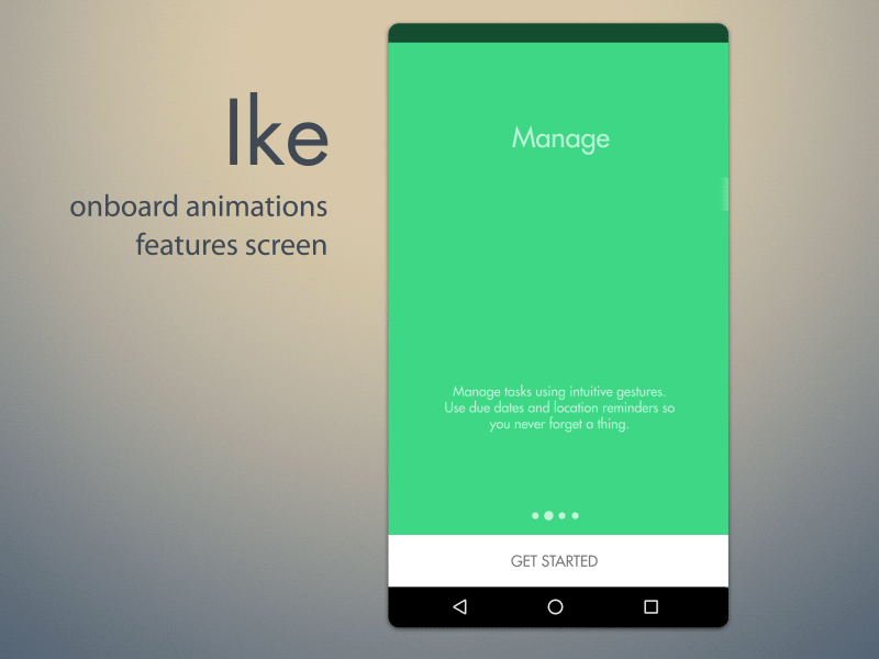 Onboarding Concept: Features screen after effects android animation ike material onboarding prototype