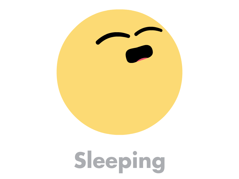 Snoozing, in the spirit of Facebook Reactions alarm animation concept facebook reactions