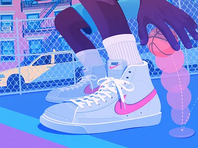 Streetball: Part I adobe illustrator basketball editorial illustration new york city sneaker sports