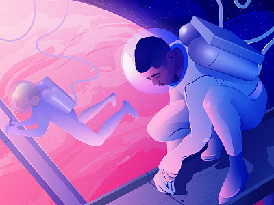 Planet 3 adobe illustrator astronauts construction planet scifi space