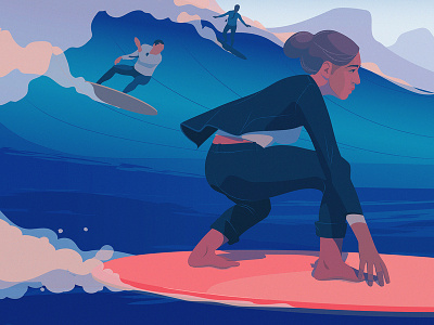 Out Of Office | Wired Magazine adobe illustrator businesswoman bussines editorial illustration ocean office surf wired