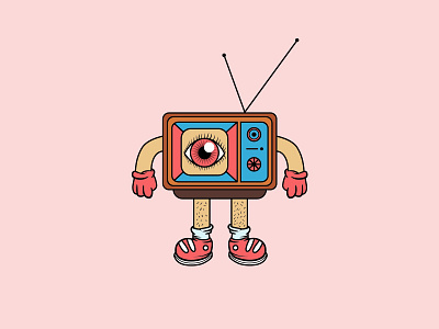 TV antenna character eye old television tv