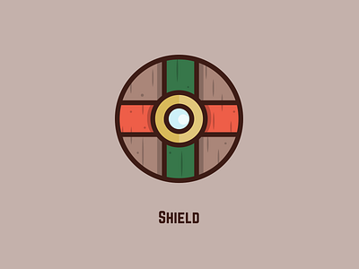 Shield design fantasy game icon item shield vector wood