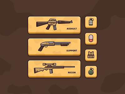 Mobile Game buttons assault game granade gun machinegun recon rifle