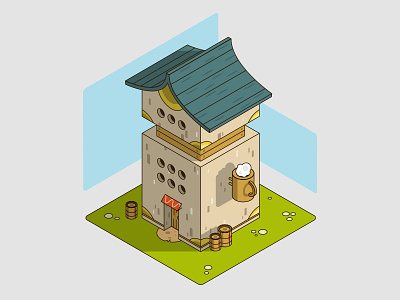 Isometric test architecture bar beer building epic fantasy house isometric world
