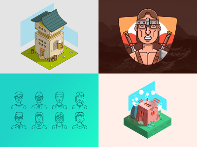 My top 4 shots from 2018 characters house illustration illustration design isometric