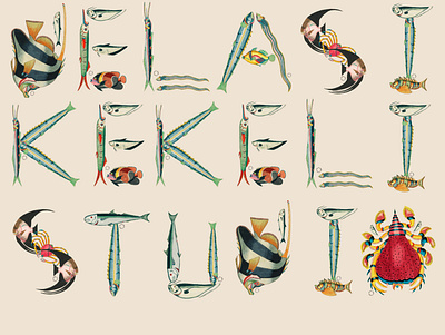The Fish Alphabet alphabet art artist branding classical art design fishes font font design graphic design merchandise