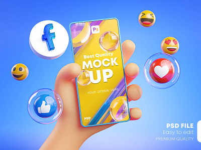 Cute Hand Holding Phone branding cute hand design facebook free freebie graphic design holding icons around identity illustration mockup phone photoshop product mockup product psd psd scene ui wrapper