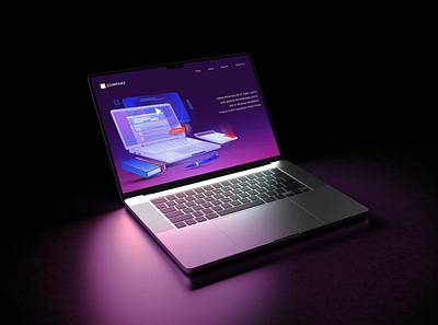 MacBook Pro In Dark android branding design ios laptop macbook macbook pro mobile mockup mockup device neon phone mockup photoshop presentation realistic theme touchscreen ui ux web