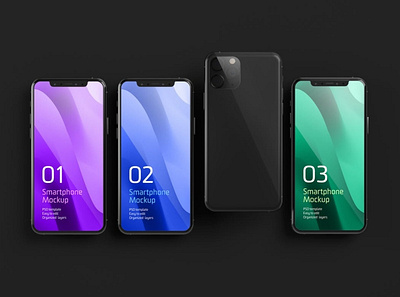 FREE Smartphone Screen Mockup Set branding dark iphone design display mockup free identity iphone 11 mock up mockup mockup set photoshop pro responsive responsive screen screen screen devices screen mockup smartphone smartphone screen ui