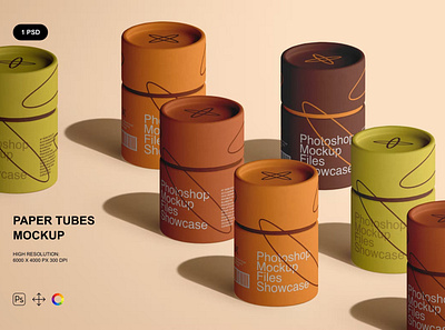 Paper Tubes Mockup box brand branding can creator cylindrical design free isolated jar mockup package packaging paper paper tubes photoshop psd scene tube tubes mockup