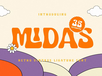 Midas - Retro Vintage Ligature Font branding display florish font fonts fun groovy joy ligature modern modern font retro sans serif stylish font trendy typeface typography unique urban vintage