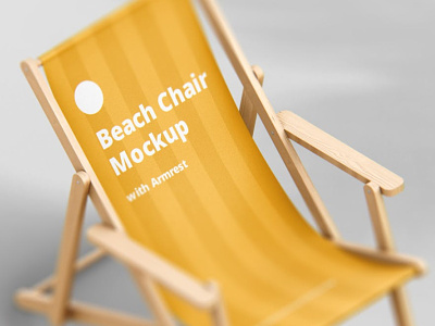 Beach Chair Mockup with Armrest armless beach branding chair deck download fabric foldable freebie logo lounger mockup print psd summer sun ux wood
