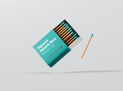Square Match Box Mockup abstract box branding design fire match match box match stick matches mockup packaging photorealistic presentation print psd safety stationary ui
