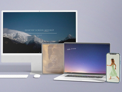 Multi Device Responsive Mockups abstract clean computer design device display laptop mac macbook mockup monitor multi multi device phone phone mockup realistic responsive simple smartphone tablet
