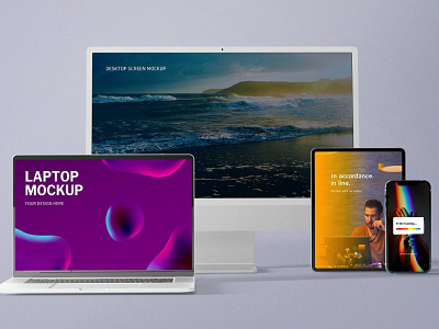 Multi Device Responsive Mockups abstract clean computer design device display laptop mac macbook mockup monitor multi multi device phone phone mockup realistic responsive simple smartphone tablet
