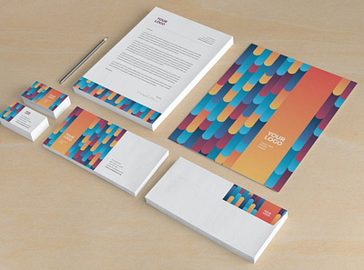 Cool Colorful Stripes Stationery abstract brand stationery branding business card clean colorful corporate corporate identity creative identity letterhead logo design minimal modern pattern presentation print simple stationery visual identity