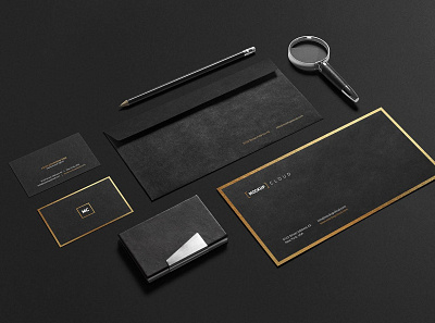 Premium Stationery Branding Mockup black brand brand stationery branding business card corporate corporate identity documents foil identity logo design luxury mockup photo premium presentation professional psd showcase stationery