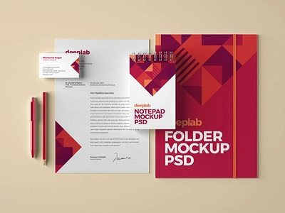 Stationery Branding Mockup Set brand stationery branding branding stationery business card clean corporate design elegant folder identity letterhead mockup modern paper presentation psd realistic simple stationery