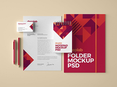 Stationery Branding Mockup Set brand stationery branding branding stationery business card clean corporate design elegant folder identity letterhead mockup modern paper presentation psd realistic simple stationery