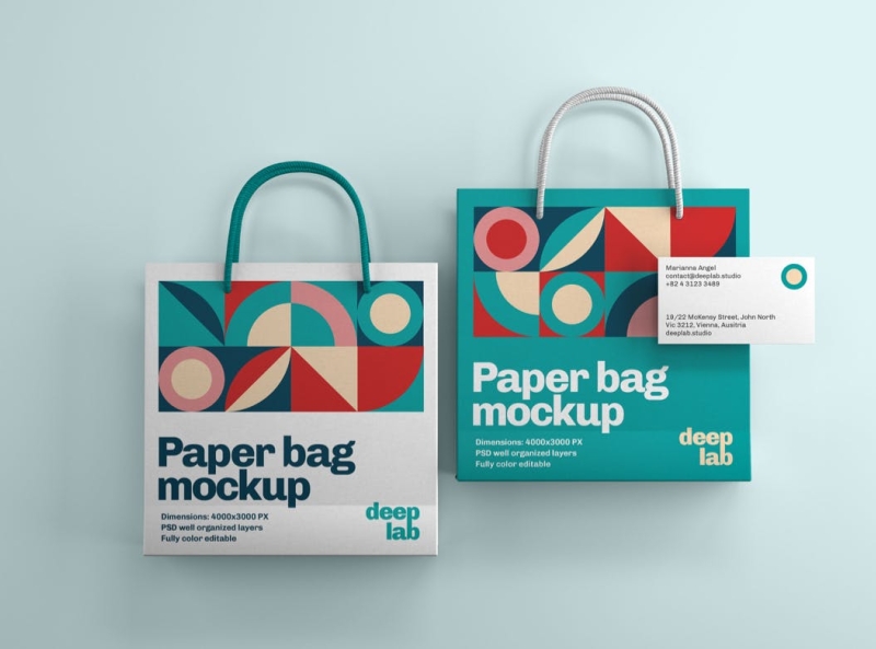 Paper Bag & Business Card Branding Mockup Set by Envato Elements on ...