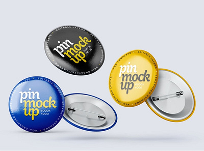Pin Button Mockup Set 3d animation badge branding button circle emblem empty glossy graphic design label logo metal mockup pin pin button pin button mockup plastic round sign