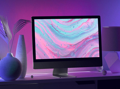 Violet iMac Mockups abstract branding clean computer design desktop device display imac laptop mac macbook mockup online presentation realistic shop simple theme violet