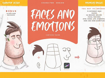 Free Faces & Emotions Procreate Brush cartoon character child comic cute emotions face facial features illustration man pencil playful procreate procreate app procreate brush procreate brushes sketch textures woman