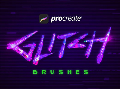 Free Procreate Glitch Lettering Brushes brush brushes bundles cyberpunk effects flares future glitch glow lettering letters light neon palletes procreate procreate brush procreate letter swatches type typography