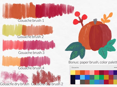 Hand-painted Gouache Brushes for Photoshop and Procreate