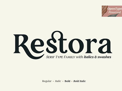 Free - Restora Serif Font calligraphy display display font elegant font elegant fonts font font awesome font family fonts lettering logo fonts modern font modern fonts sans serif sans serif font script serif font type typeface typography